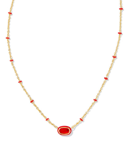 MINI ELISA ENAMEL FRAME SHORT PENDANT NECKLACE GOLD WHITE MOTHER OF PEARL ONE SIZE
