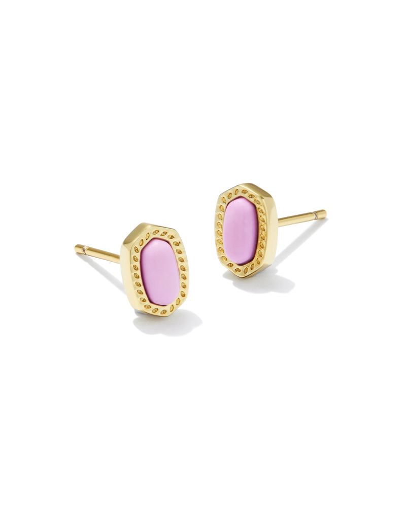MINI ELLIE STUD EARRINGS GOLD FUCHSIA MAGNESITE ONE SIZE