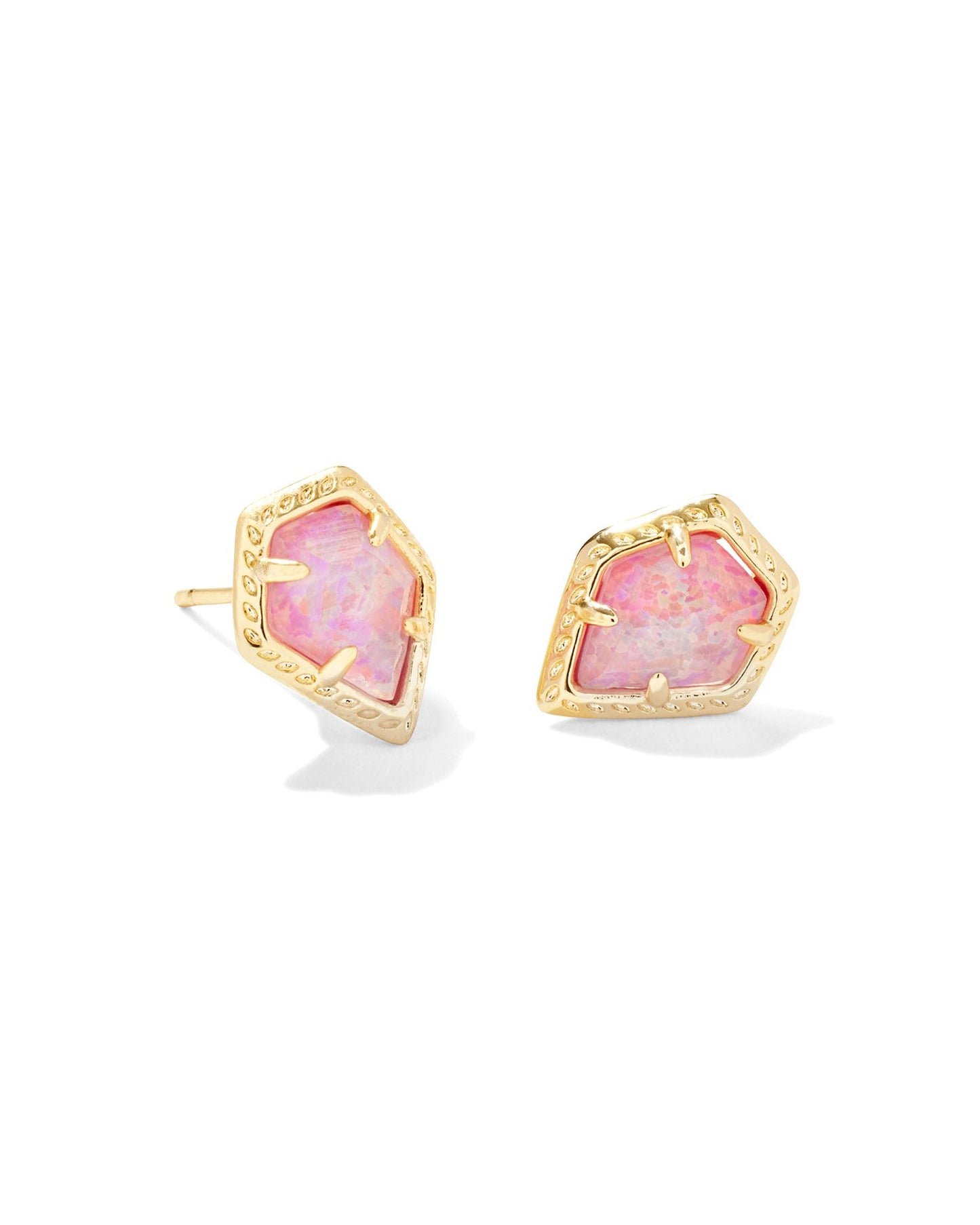 FRAMED TESSA STUD EARRINGS GOLD LUSTER ROSE PINK KYOCERA OPAL ONE SIZE