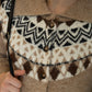COZY GEOMETRIC PATTERNED WIDE COLLAR SWEATER