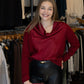 LIVERPOOL DRAPE NECK SWEATER HYBRID LONG SLEEVE