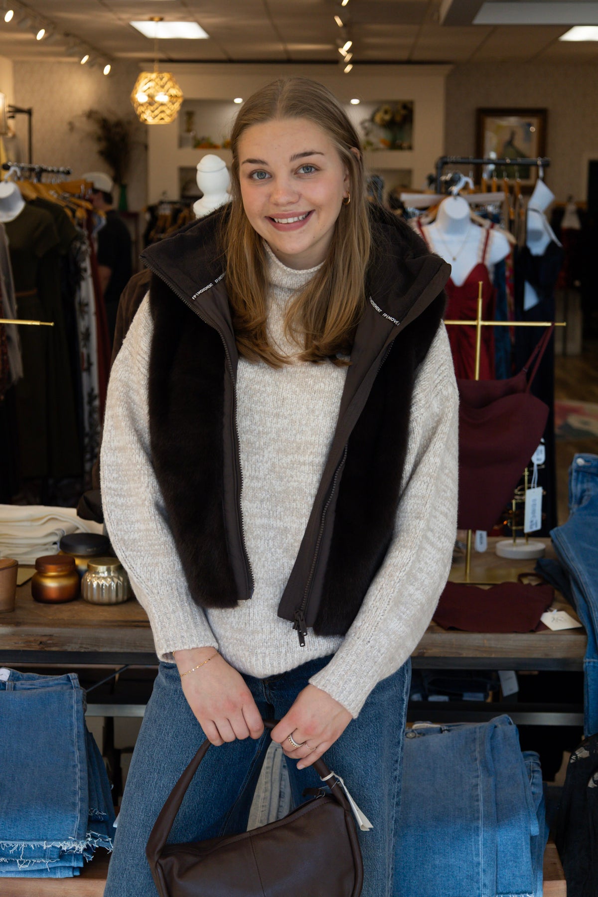 FREE PEOPLE "AFTERGLOW" FAUX FUR VEST