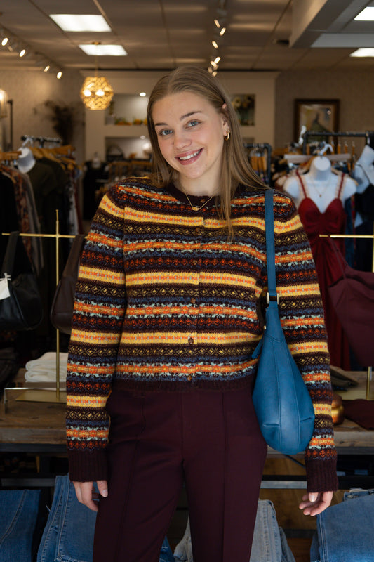 SOFT ROUND-NECK FAIR ISLE PATTERN SWEATER