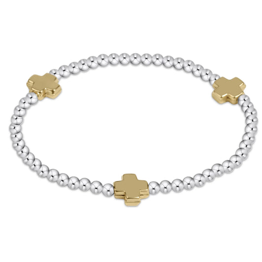 SIGNATURE CROSS 3MM MIXED METAL BRACELET
