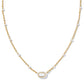 MINI ELISA ENAMEL FRAME SHORT PENDANT NECKLACE GOLD WHITE MOTHER OF PEARL ONE SIZE