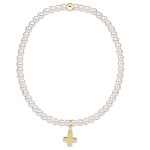 CLASSIC PEARL 3MM BEAD-SIG CROSS CHARM