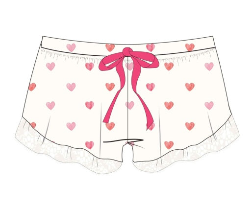 Pj Short day dreams hearts and lace