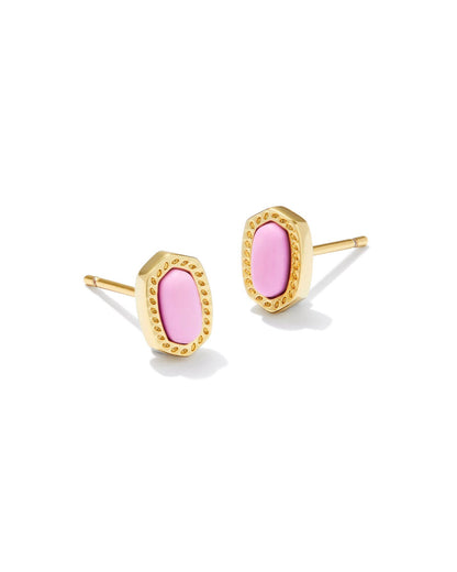 MINI ELLIE STUD EARRINGS GOLD FUCHSIA MAGNESITE ONE SIZE