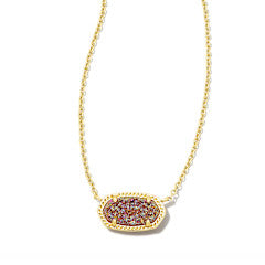 ELISA PENDANT NECKLACE GOLD SPICE DRUSY ONE SIZE