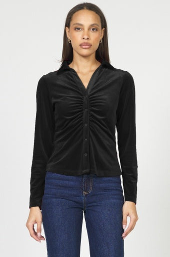 Romy Velvet Button Down Top